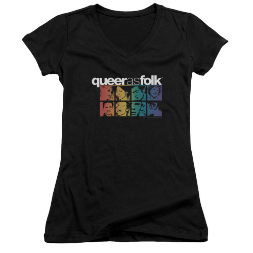 Image for Queer as Folk Girls V Neck T-Shirt - Cast