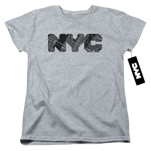Image for New York City Womans T-Shirt - MAP Fill