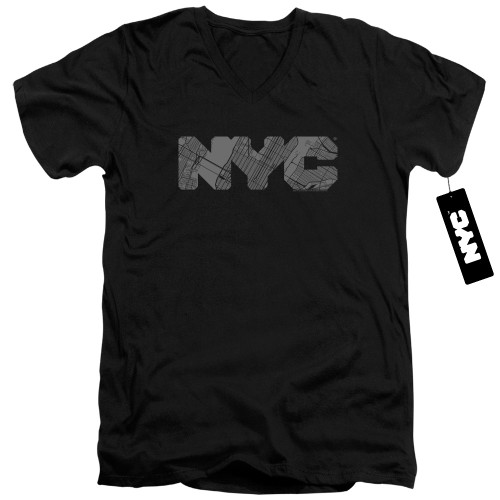 Image for New York City V Neck T-Shirt - NYC Map Fill