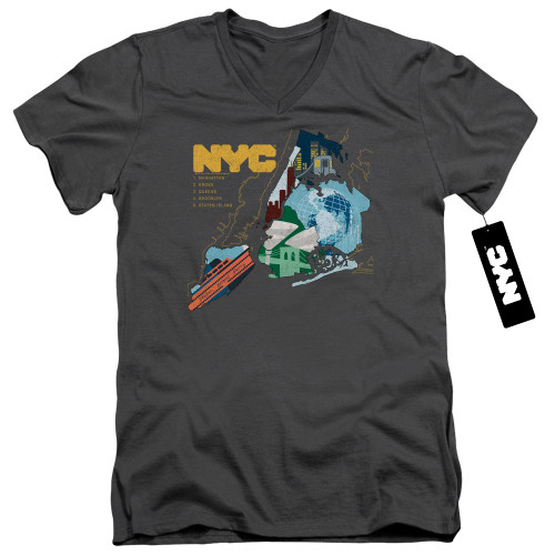 Image for New York City V Neck T-Shirt - Five Boroughs