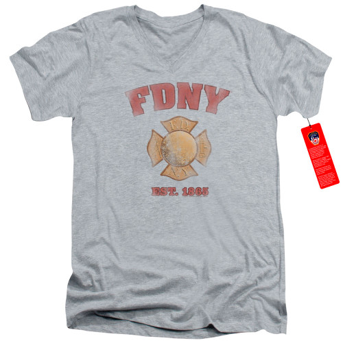 Image for New York City V Neck T-Shirt - FDNY Vintage Badge