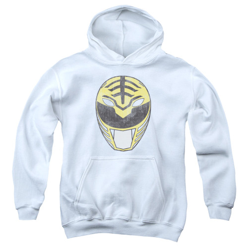 Image for Mighty Morphin Power Rangers Youth Hoodie - White Ranger Mask