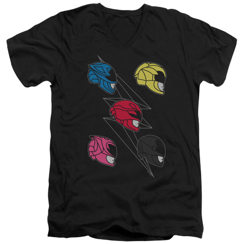 Image for Mighty Morphin Power Rangers T-Shirt - V Neck - Line Helmets