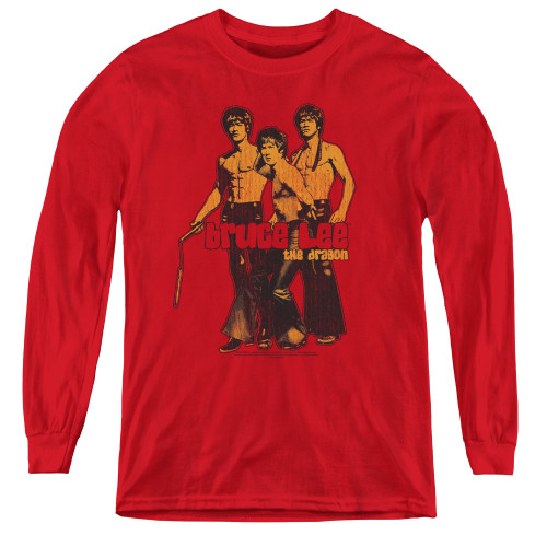 Image for Bruce Lee Youth Long Sleeve T-Shirt - Nunchucks