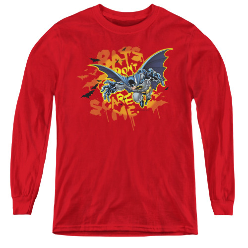 Image for Batman Youth Long Sleeve T-Shirt - Halloween Bats Don't Scare Me