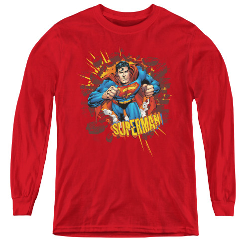 Image for Superman Youth Long Sleeve T-Shirt - Sorry About the Wall