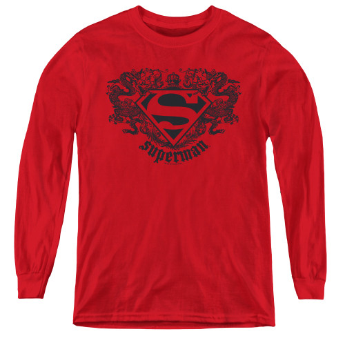 Image for Superman Youth Long Sleeve T-Shirt - Dragon Logo