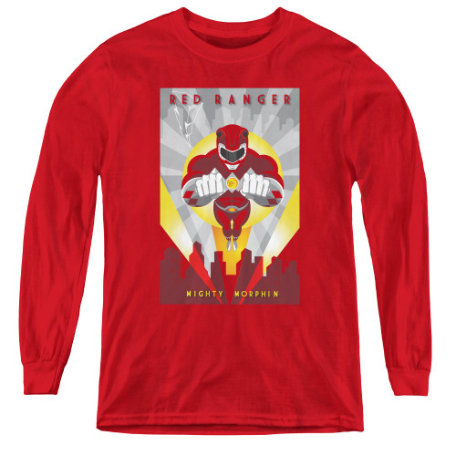 Image for Power Rangers Youth Long Sleeve T-Shirt - Red Ranger Deco
