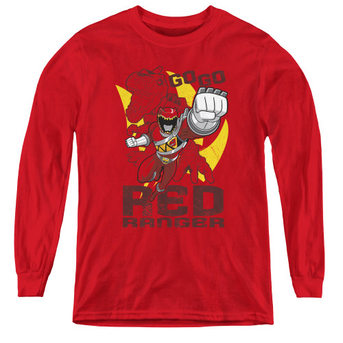 Image for Power Rangers Dino Charge Youth Long Sleeve T-Shirt - Go Red