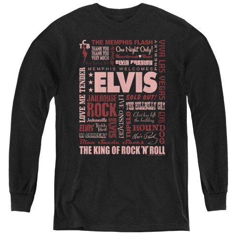 Image for Elvis Youth Long Sleeve T-Shirt - Whole Lotta Type