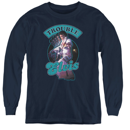 Image for Elvis Youth Long Sleeve T-Shirt - Total Trouble