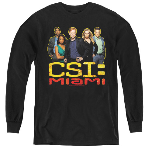 Image for CSI Miami Youth Long Sleeve T-Shirt - The Cast in Black