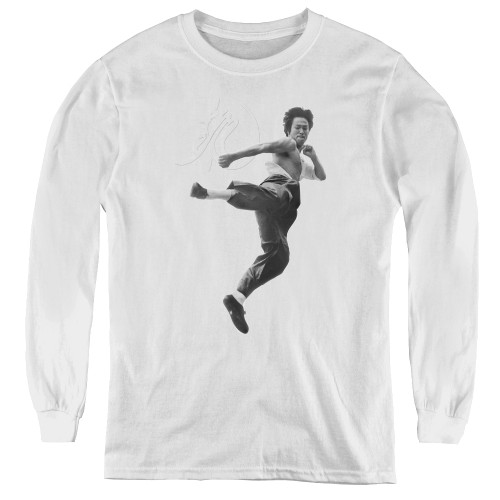 Image for Bruce Lee Youth Long Sleeve T-Shirt - Flying Kick