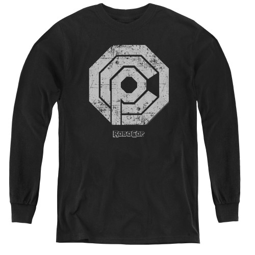 Image for Robocop Youth Long Sleeve T-Shirt - Distressed Ocp Logo