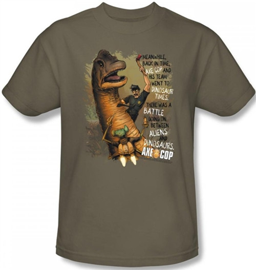 Image Closeup for Axe Cop Aliens and Dinosaurs T-Shirt