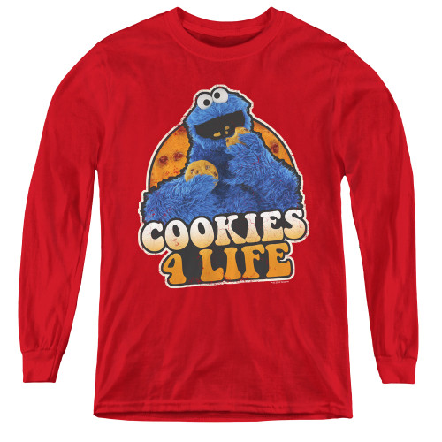 Image for Sesame Street Youth Long Sleeve T-Shirt - Cookies 4 Life