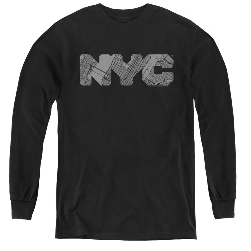 Image for New York City Youth Long Sleeve T-Shirt - NYC Map Fill
