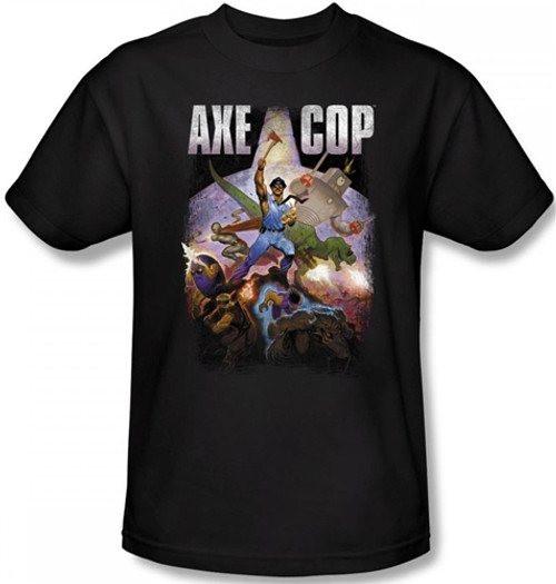 Image Closeup for Axe Cop Retro Painting T-Shirt