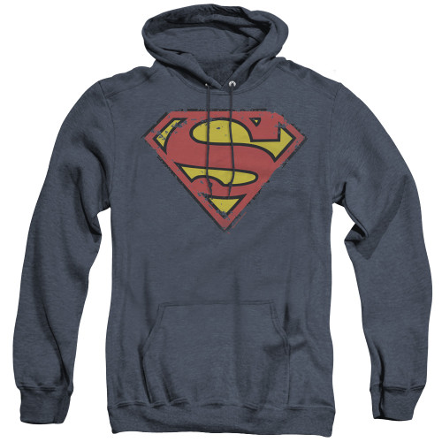 Image for Superman Heather Hoodie - Distressed Shield