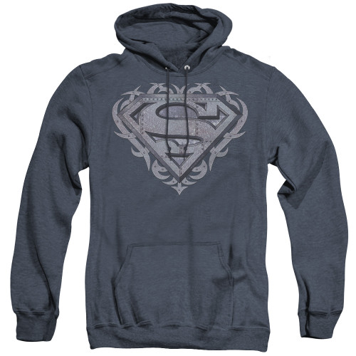 Image for Superman Heather Hoodie - Tribal Steel Shield