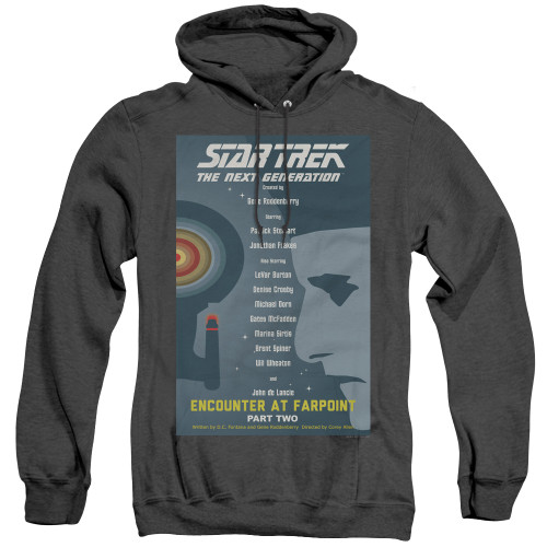 Image for Star Trek the Next Generation Juan Ortiz Episode Poster Heather Hoodie - Season 1 Ep. 2 Encounter at Farpoint Part Two on Black