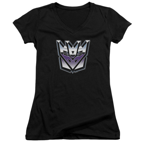 Image for Transformers Girls V Neck T-Shirt - Decepticon Airbrush Logo