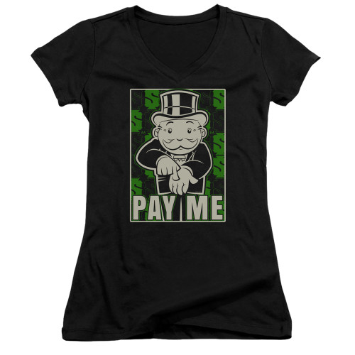 Image for Monopoly Girls V Neck T-Shirt - Pay Me
