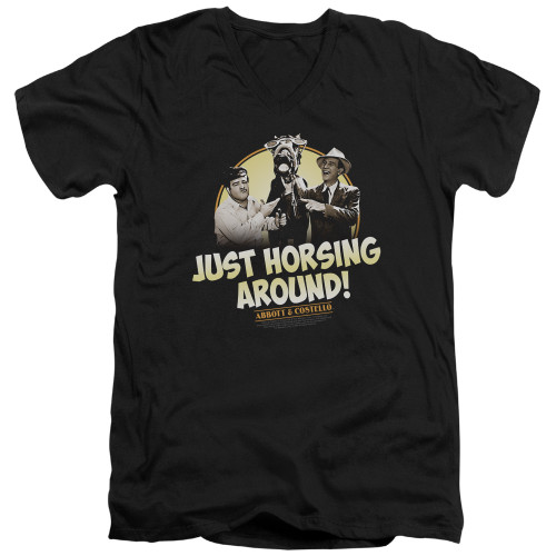 Image for Abbott & Costello V Neck T-Shirt - Horsing Around