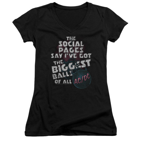 Image for AC/DC Girls V Neck T-Shirt - Big Balls