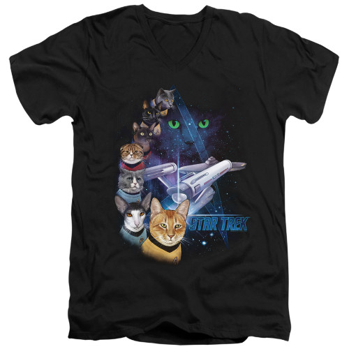 Image for Star Trek Cats T-Shirt - V Neck - Feline Galaxy