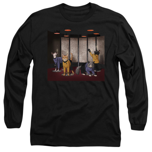 Image for Star Trek Cats Long Sleeve T-Shirt - Beam Meow Up