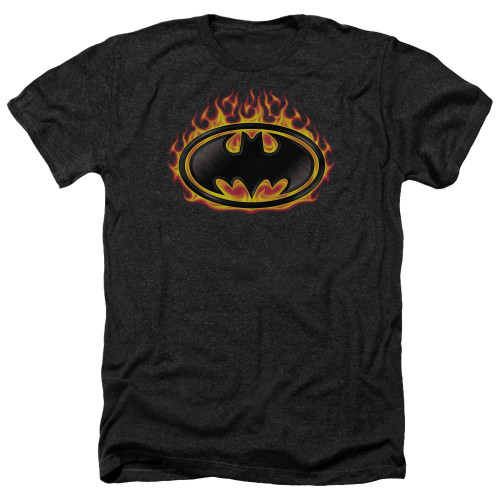 Image for Batman Heather T-Shirt - Bat Flames Shield