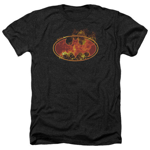 Image for Batman Heather T-Shirt - Flames Logo
