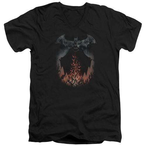 Image for Batman T-Shirt - V Neck - Smoke & Fire