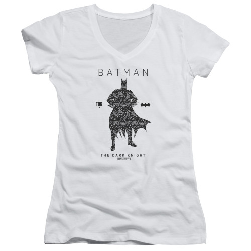 Image for Batman Girls V Neck T-Shirt - Paisley Silhouette