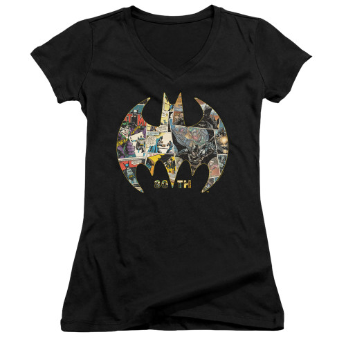 Image for Batman Girls V Neck T-Shirt - 80th Shield