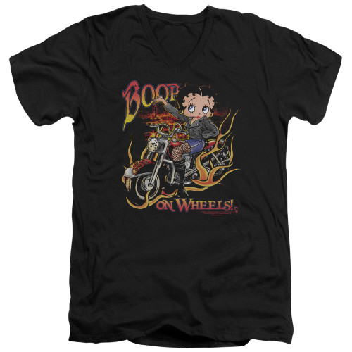 Image for Betty Boop V Neck T-Shirt - On Wheels