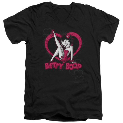 Image for Betty Boop V Neck T-Shirt - Scrolling Hearts