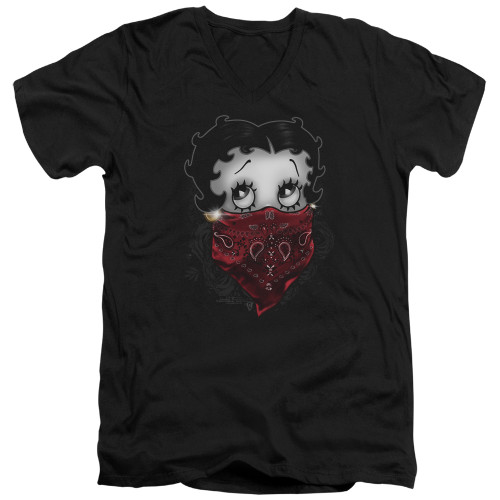 Image for Betty Boop V Neck T-Shirt - Bandana & Roses