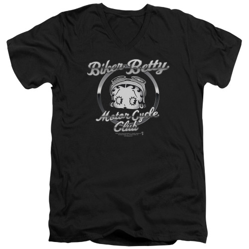 Image for Betty Boop V Neck T-Shirt - Chromed Logo