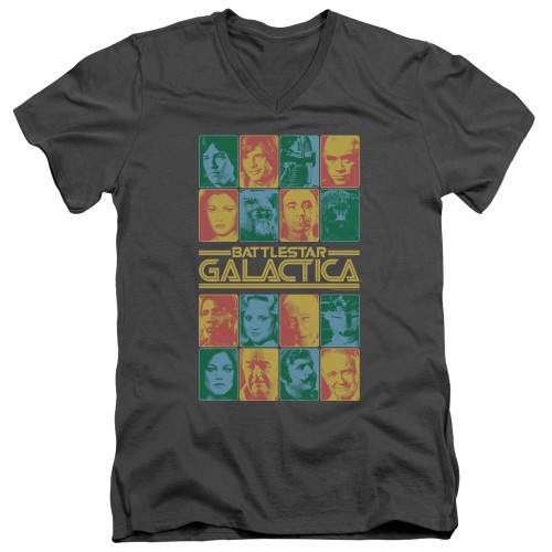 Image for Battlestar Galactica V Neck T-Shirt - 35th Anniversary Cast