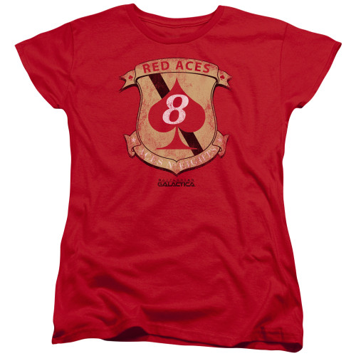 Image for Battlestar Galactica Womans T-Shirt - Red Aces Badge