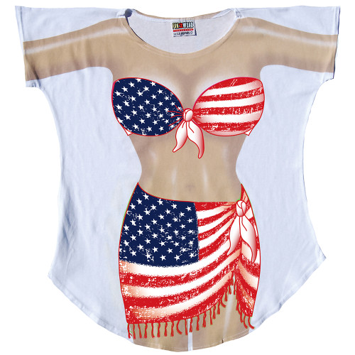 Front image for Flag Sarong Cover Up T-Shirt