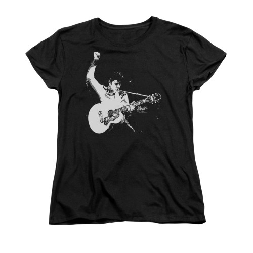 Elvis Woman's T-Shirt - Black & White Guitarman