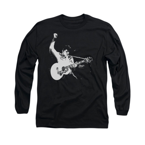 Elvis Long Sleeve T-Shirt - Black & White Guitarman