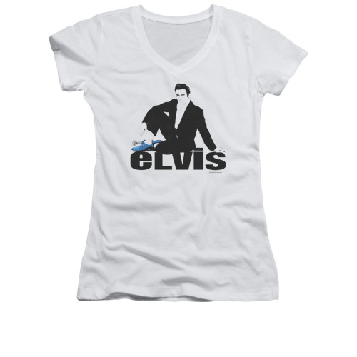 Elvis Girls V Neck T-Shirt - Blue Suede