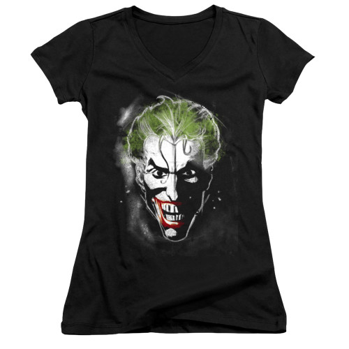 Image for Batman Girls V Neck T-Shirt - Joker Face of Madness