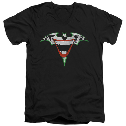 Image for Batman T-Shirt - V Neck - Joker Bat Logo