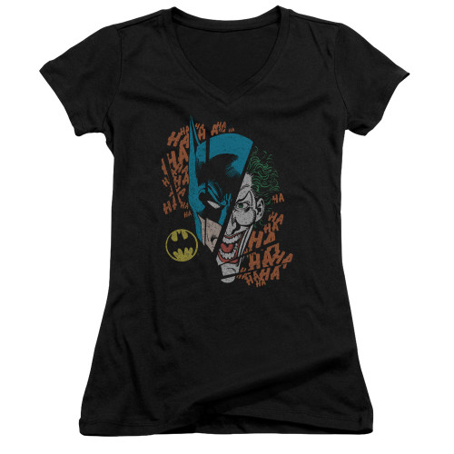 Image for Batman Girls V Neck T-Shirt - Joker Broken Visage