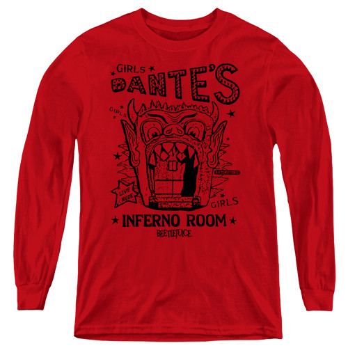 Image for Beetlejuice Youth Long Sleeve T-Shirt - Dante's Inferno Room